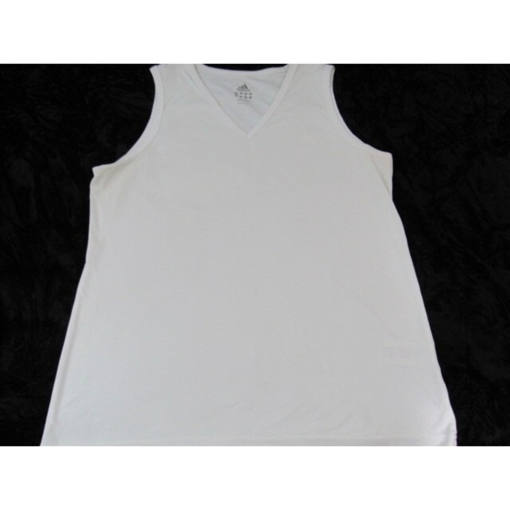 Adidas Climalite Women's 3 Stripe White T-Shirt Tank Top Polyester Size L